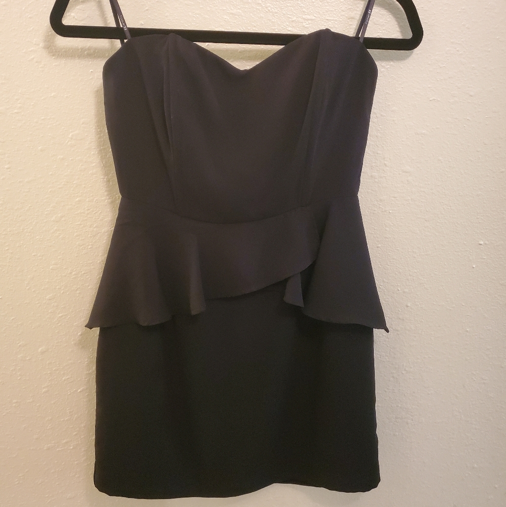 Black Strapless Peplum Mini Dress